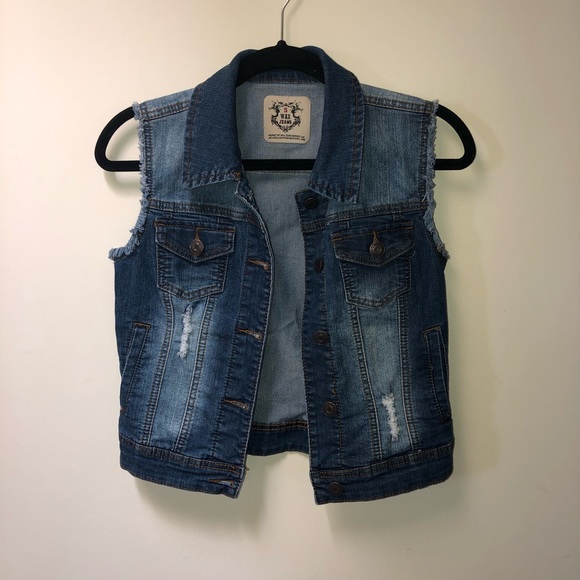 Wax Jean Jackets & Blazers - Wax Jeans Sleeveless Distressed Denim Jacket